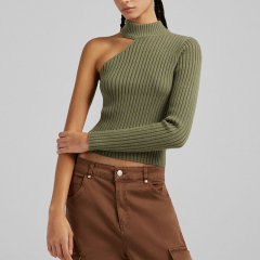 High neck asymmetric sweater