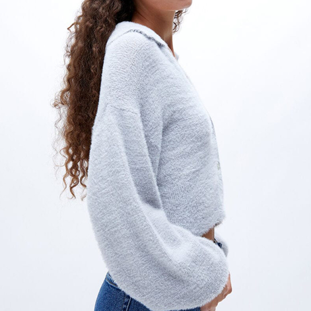 Collared Fuzzy Cardigan