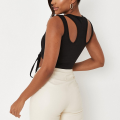 Cut out detail ruched racer vest top