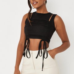 Cut out detail ruched racer vest top