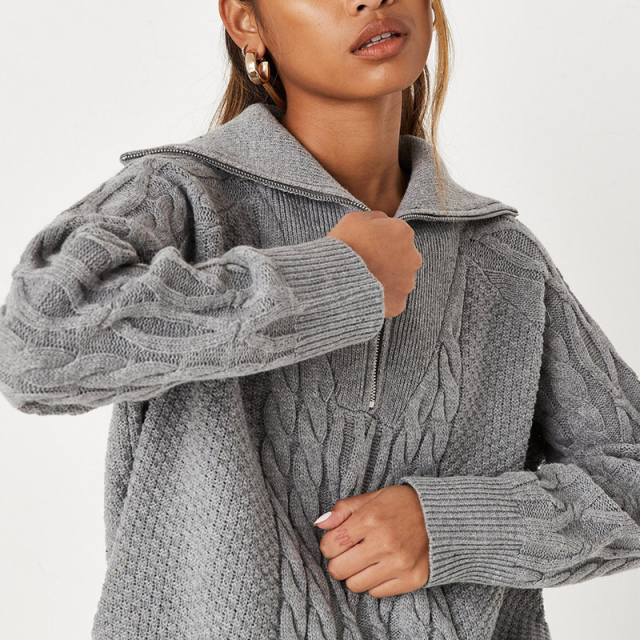 Cable knit half zip jumper