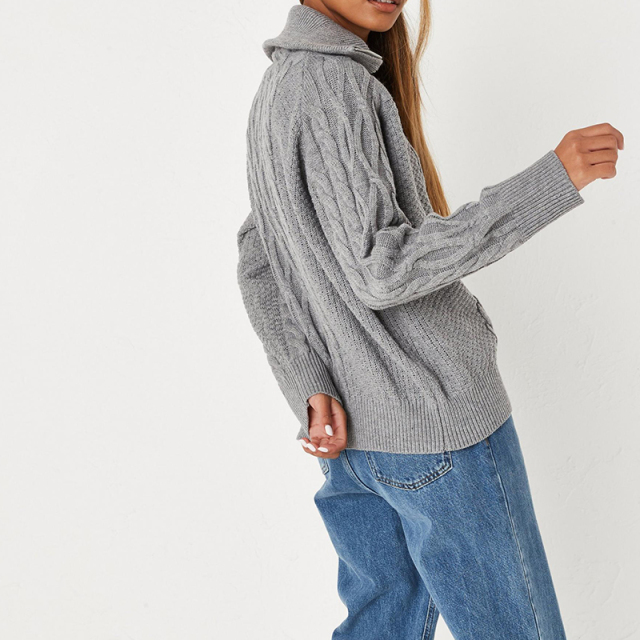 Cable knit half zip jumper
