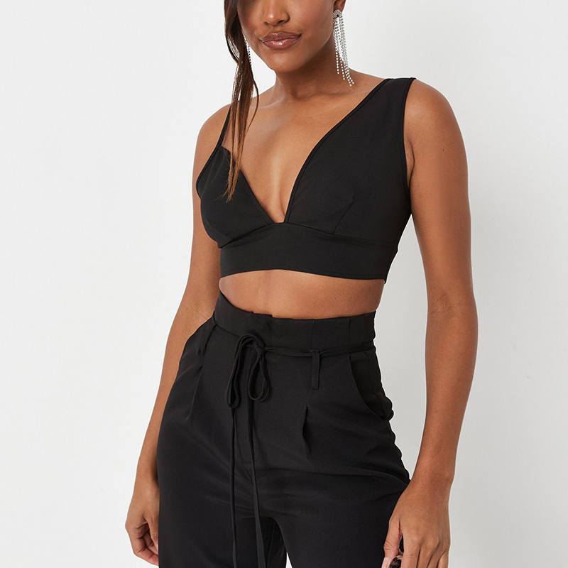Crepe asymmetric bralet