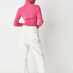 High neck overlayer long sleeve knit top
