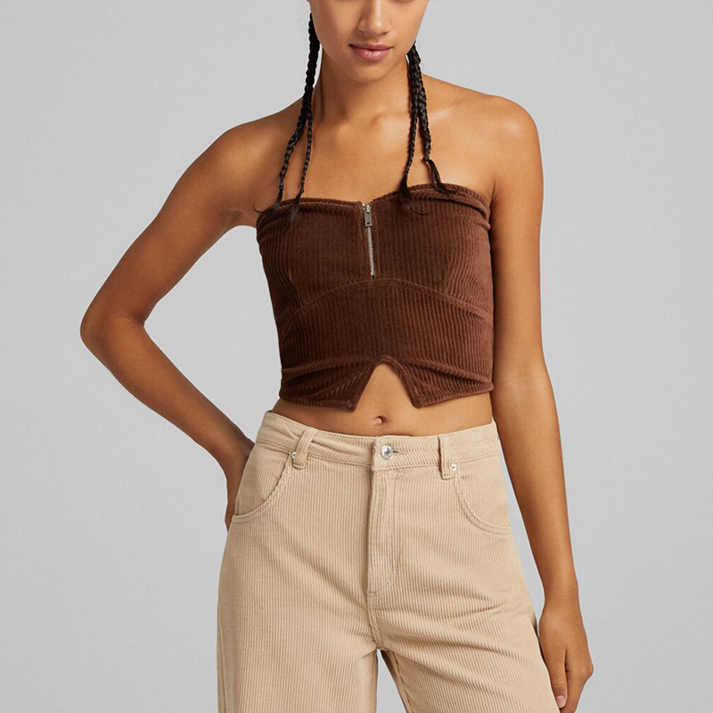Corduroy top with zipper