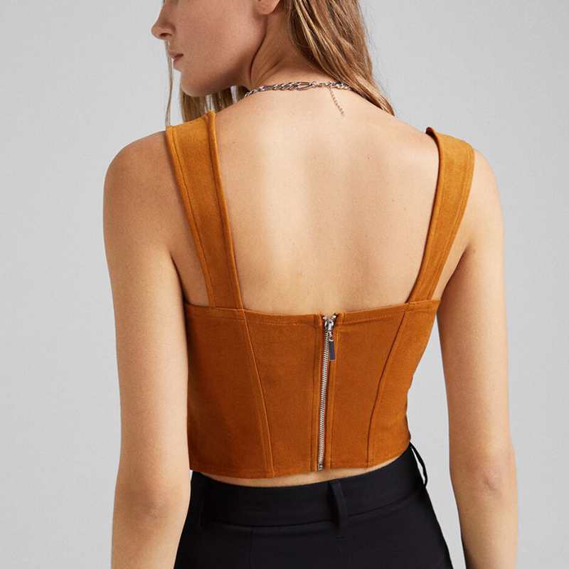 Suede top with zipper