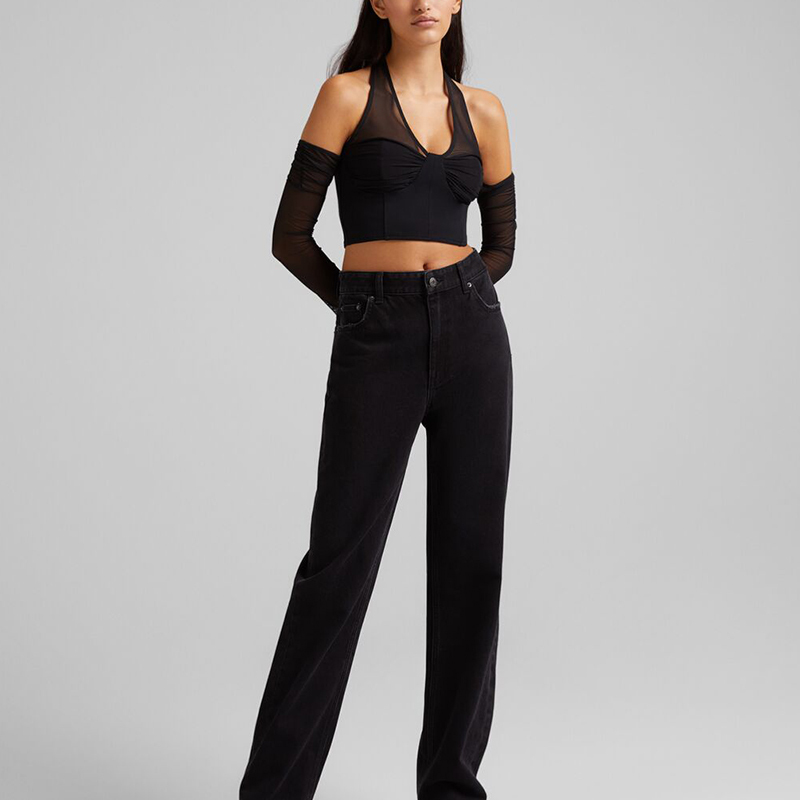 Off-the-shoulder mesh top