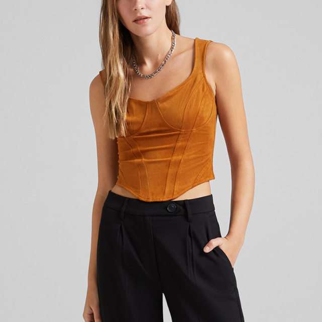Suede top with zipper