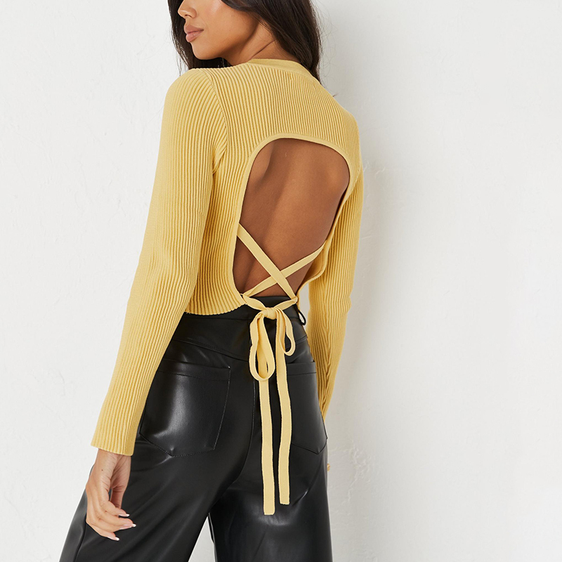 Rib tie back crop top