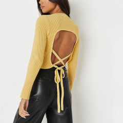 Rib tie back crop top