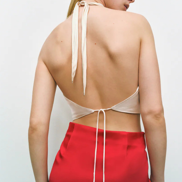 HALTER NECK SATIN CROP TOP