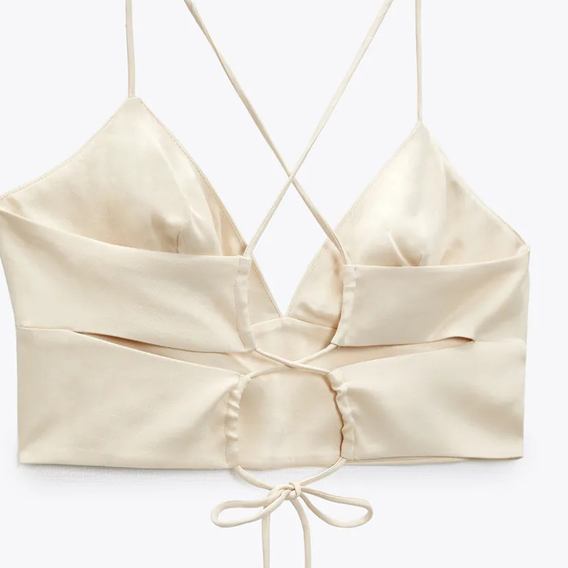 HALTER NECK SATIN CROP TOP