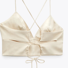 HALTER NECK SATIN CROP TOP