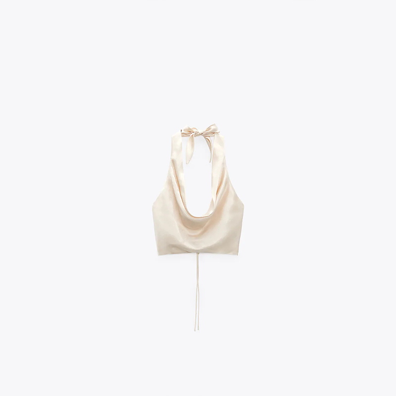HALTER NECK SATIN CROP TOP