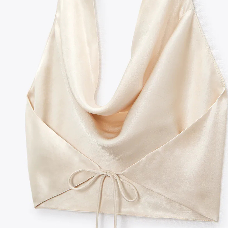 HALTER NECK SATIN CROP TOP