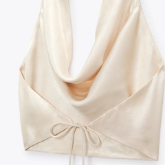 HALTER NECK SATIN CROP TOP