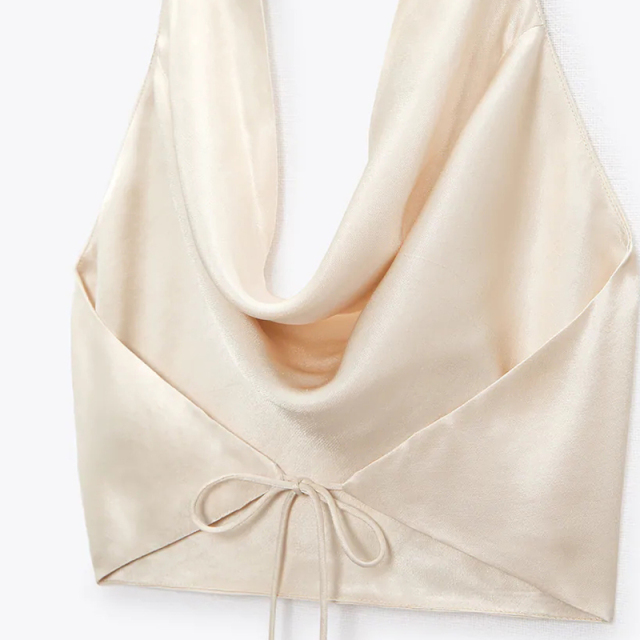 HALTER NECK SATIN CROP TOP