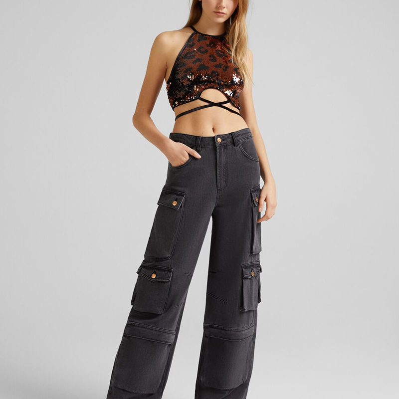 Animal print sequined top