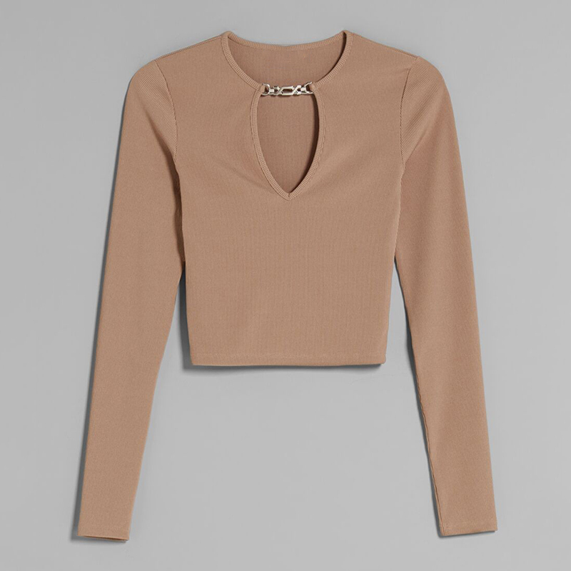 Chain design long-sleeved top