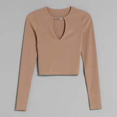 Chain design long-sleeved top