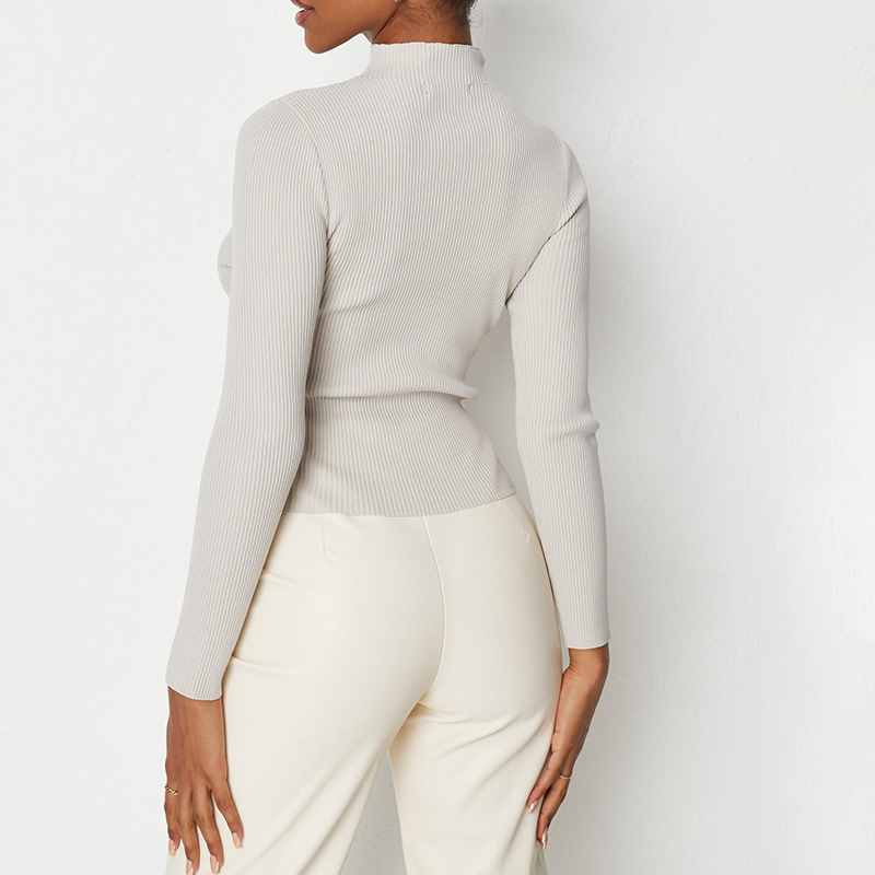 Knit high neck cut out top