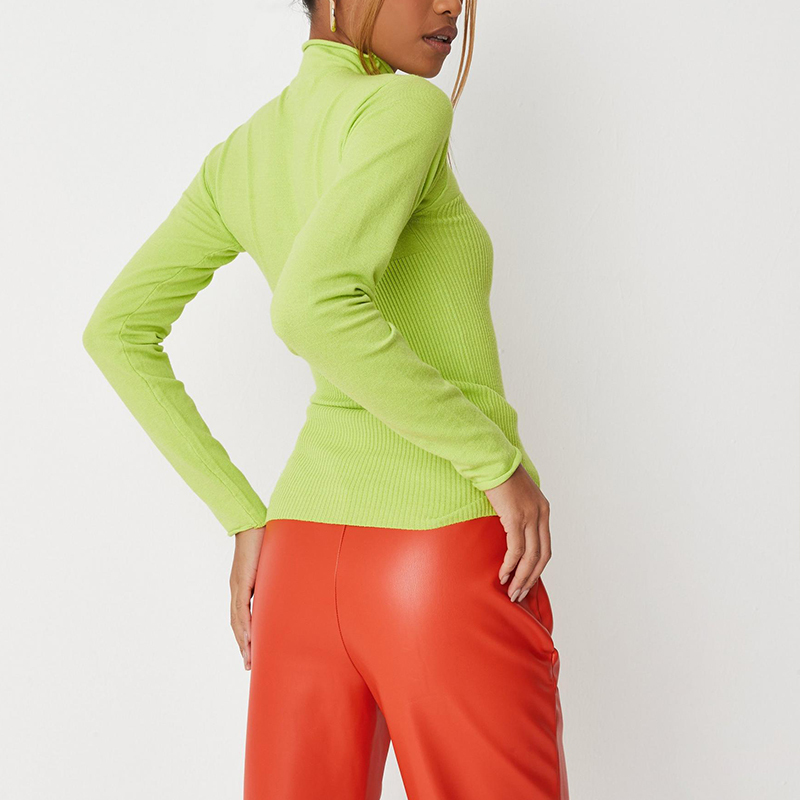 Lime high neck knit top