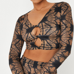 Abstract dye print cut out crop top