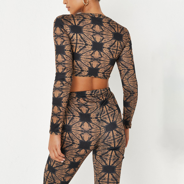 Abstract dye print cut out crop top