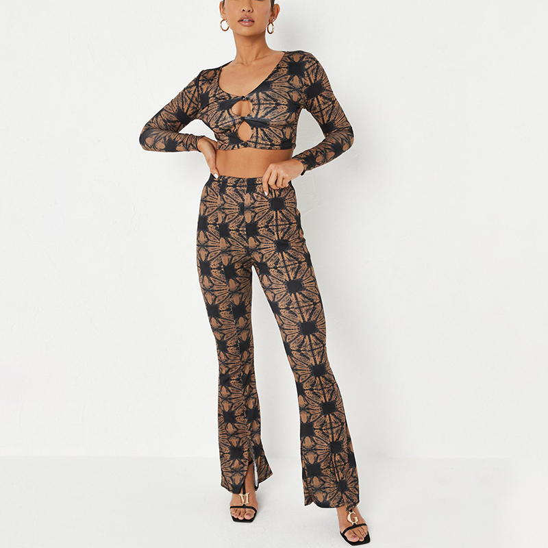 Abstract dye print cut out crop top