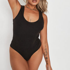 Washed scoop neck bodysuit