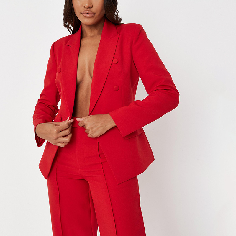 Red double breasted tailored blazer