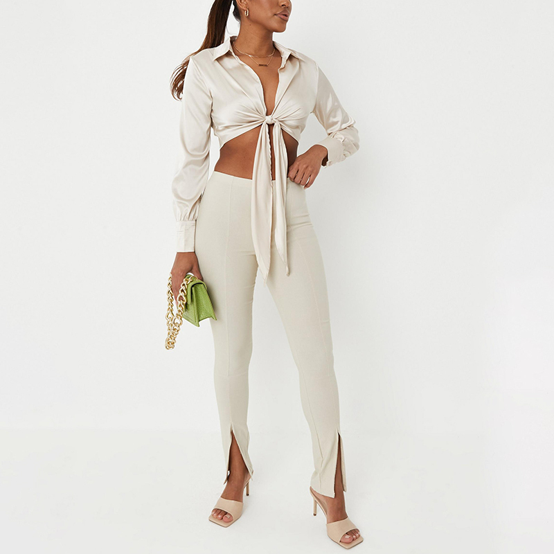Tie front cropped shirt