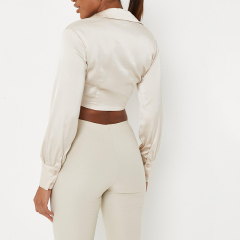 Tie front cropped shirt