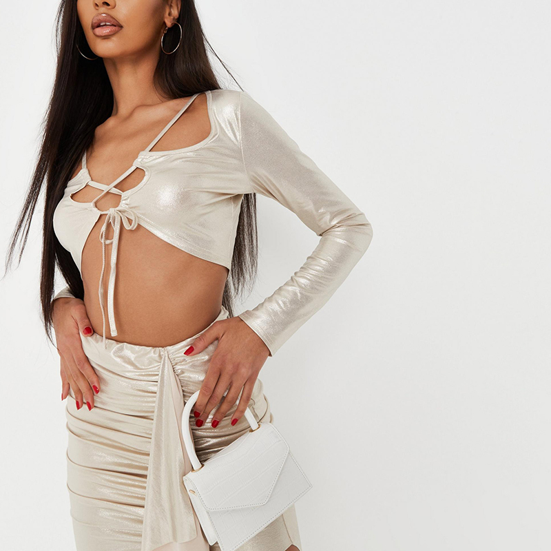 Shimmer cut out long sleeve top