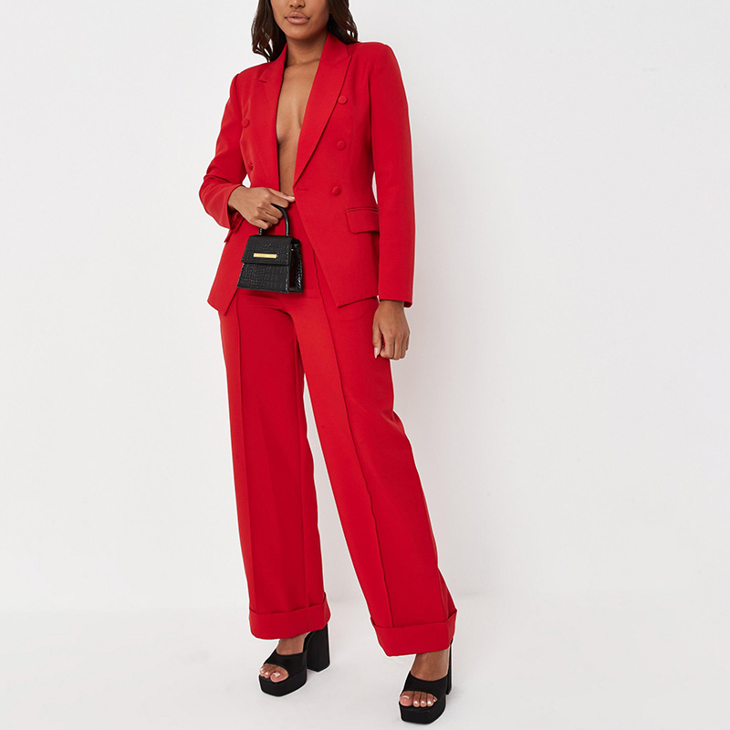 Red double breasted tailored blazer