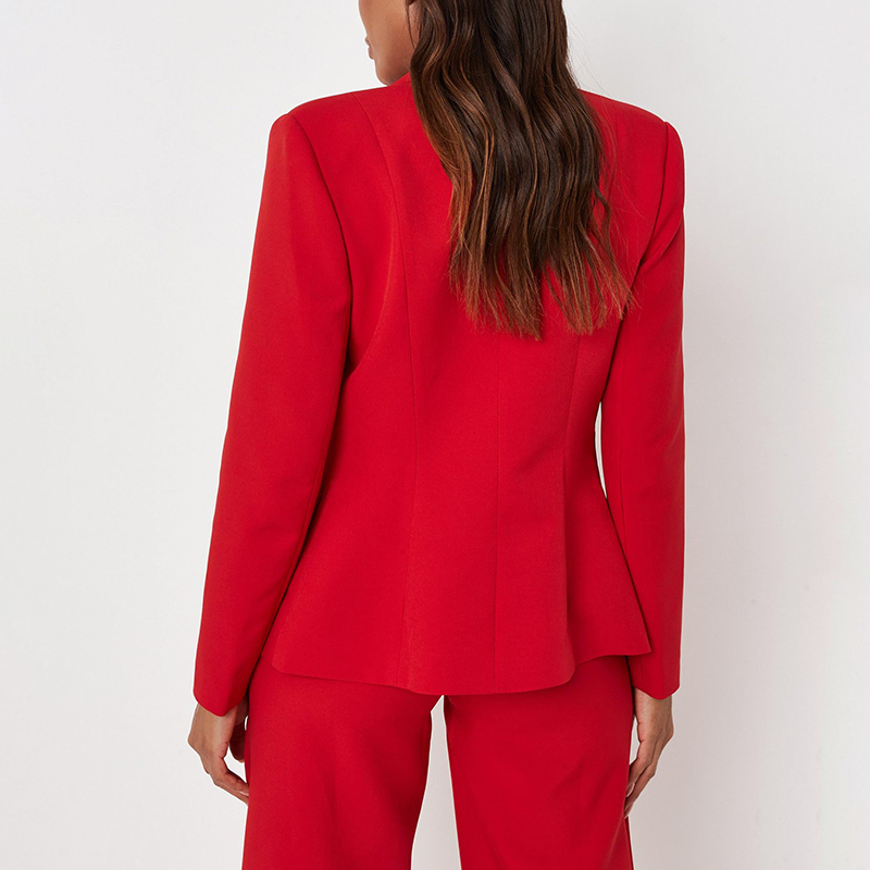 Red double breasted tailored blazer