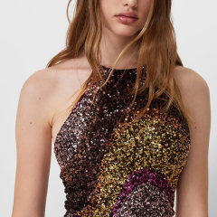 Corrugated sequin top