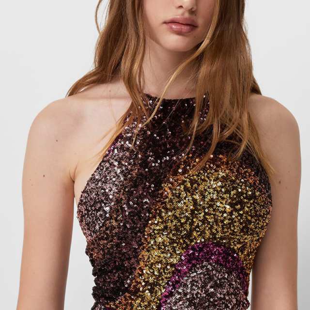 Corrugated sequin top