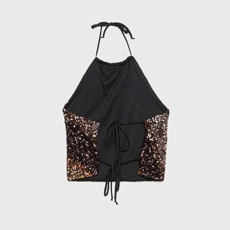 Corrugated sequin top