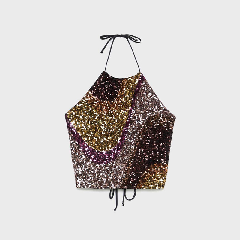 Corrugated sequin top