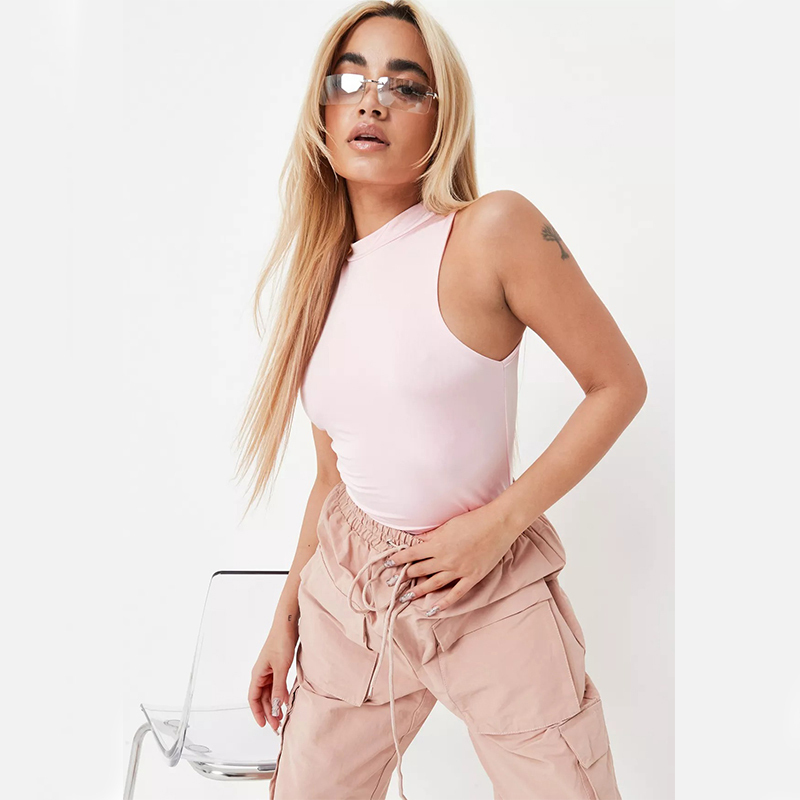 blush seamless high neck slinky bodysuit