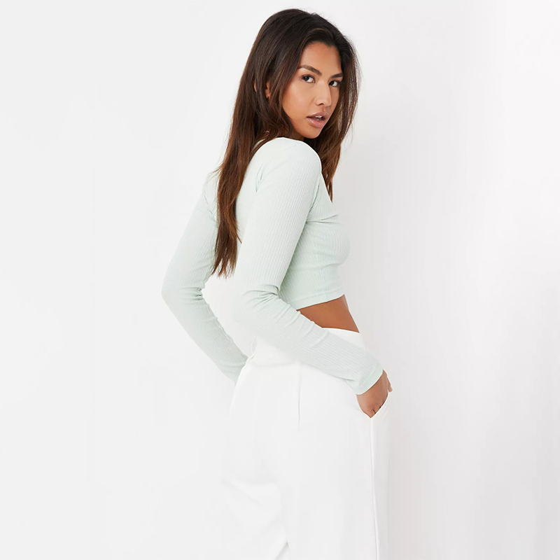 tall orange rib popper front crop top