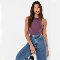 mauve seamless racer neck bodysuit
