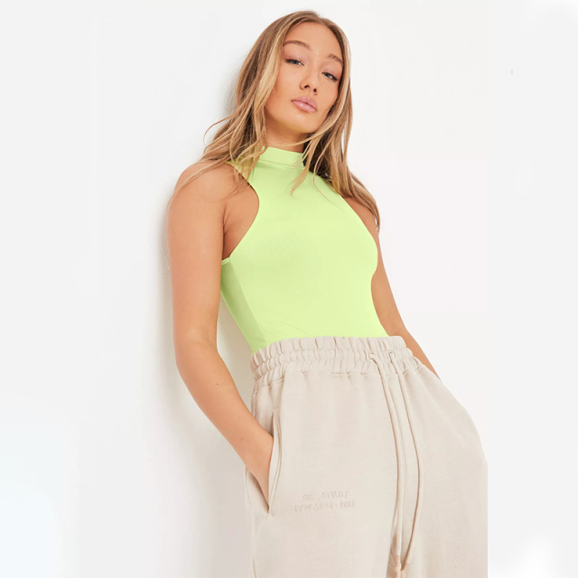 blush seamless high neck slinky bodysuit