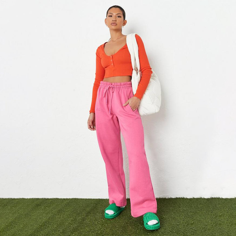 tall orange rib popper front crop top