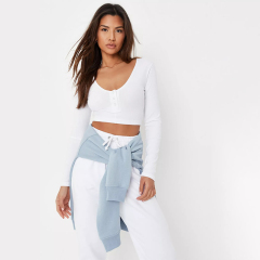 tall orange rib popper front crop top