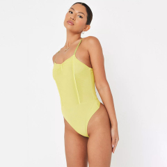 charteuse ruched front cami bodysuit