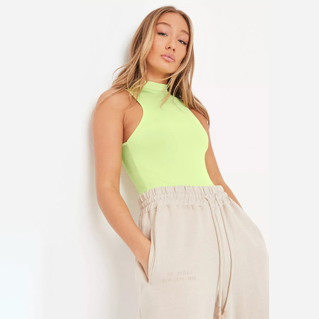 blush seamless high neck slinky bodysuit