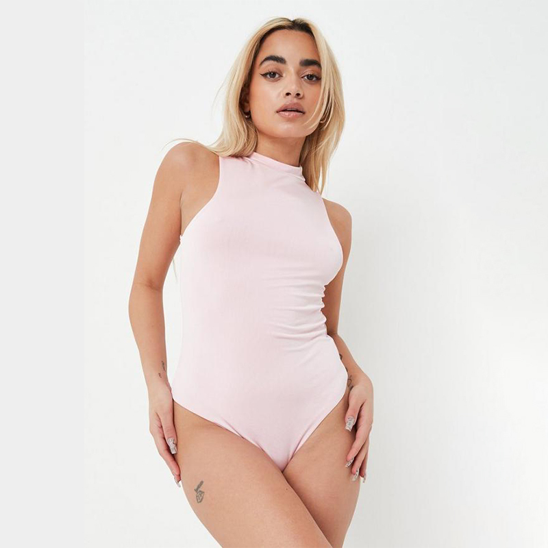 blush seamless high neck slinky bodysuit
