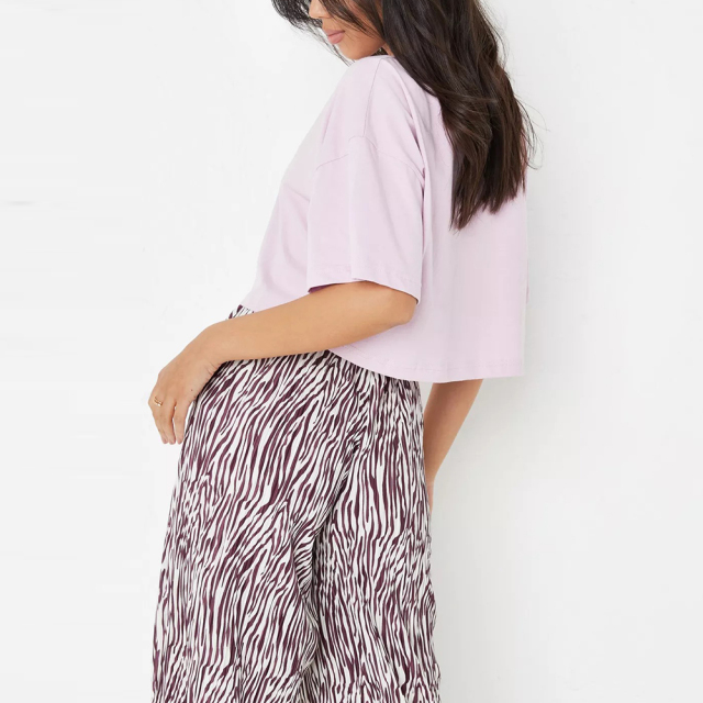 tall lilac short sleeve oversized crop t shirt